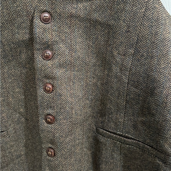VOBOOM Brown Herringbone Vest XL Wedding guest - Picture 3 of 6
